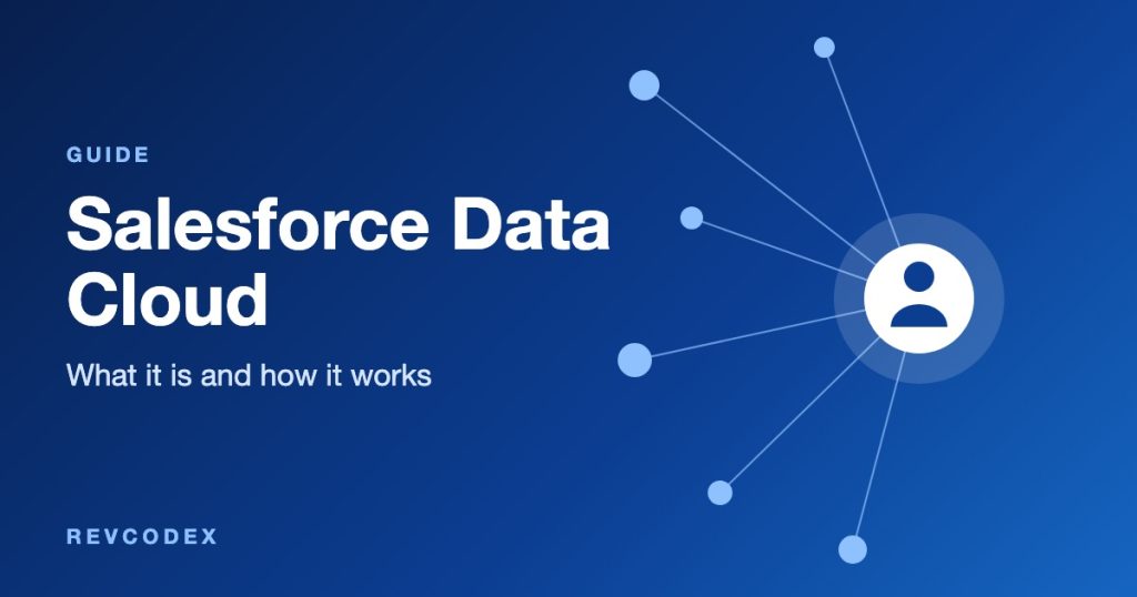 Salesforce Data Cloud guide graphic showing many data sources connecting into one customer profile